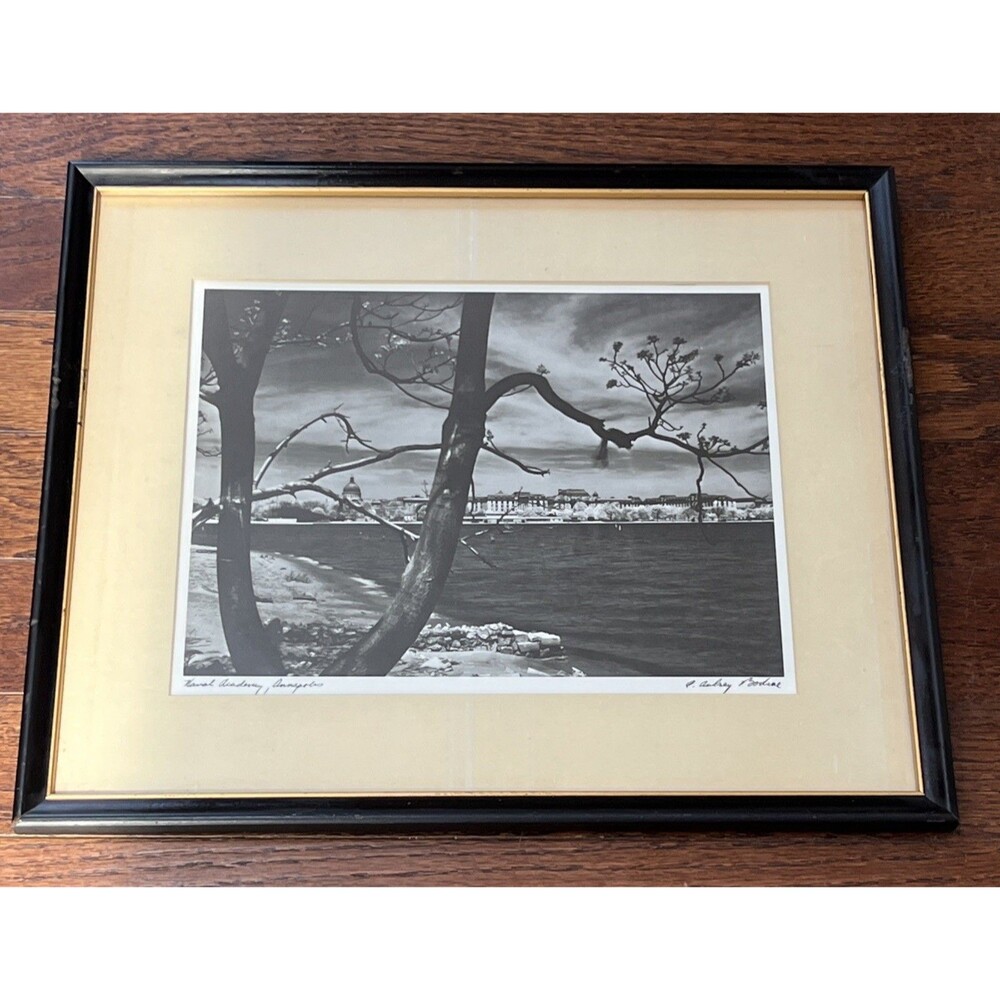 A. Aubrey Bodine B&W Photograph Naval Academy Annapolis Signed Vintage Framed